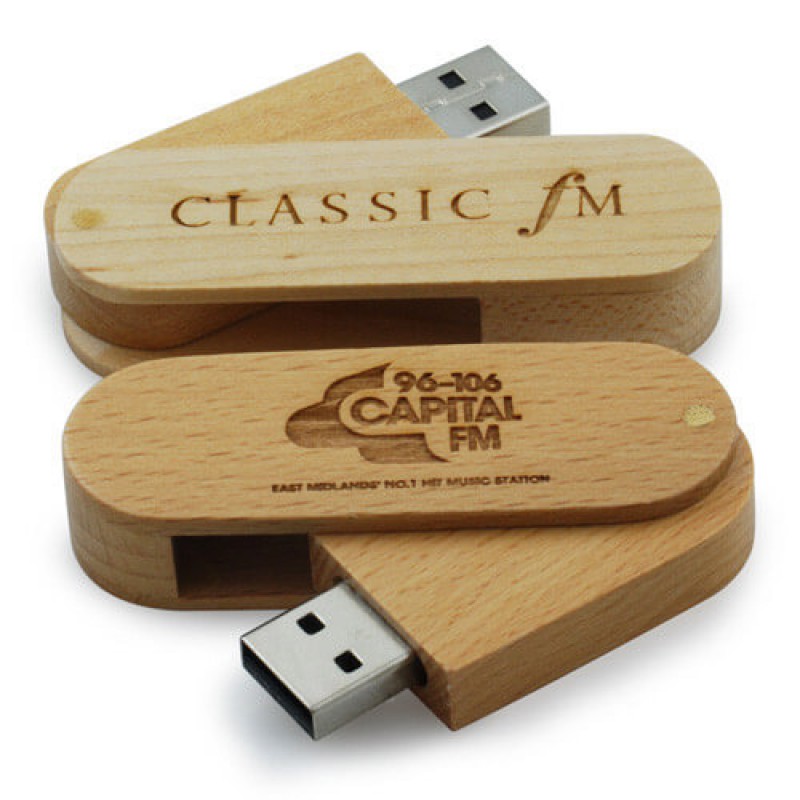 Wooden Swivel USB Flash Drive (2G)